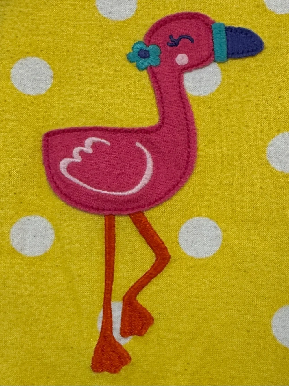 Flamingo Polka Dot Yellow Nightgown Girls Small Pajama Ruffle Summer Lightweight